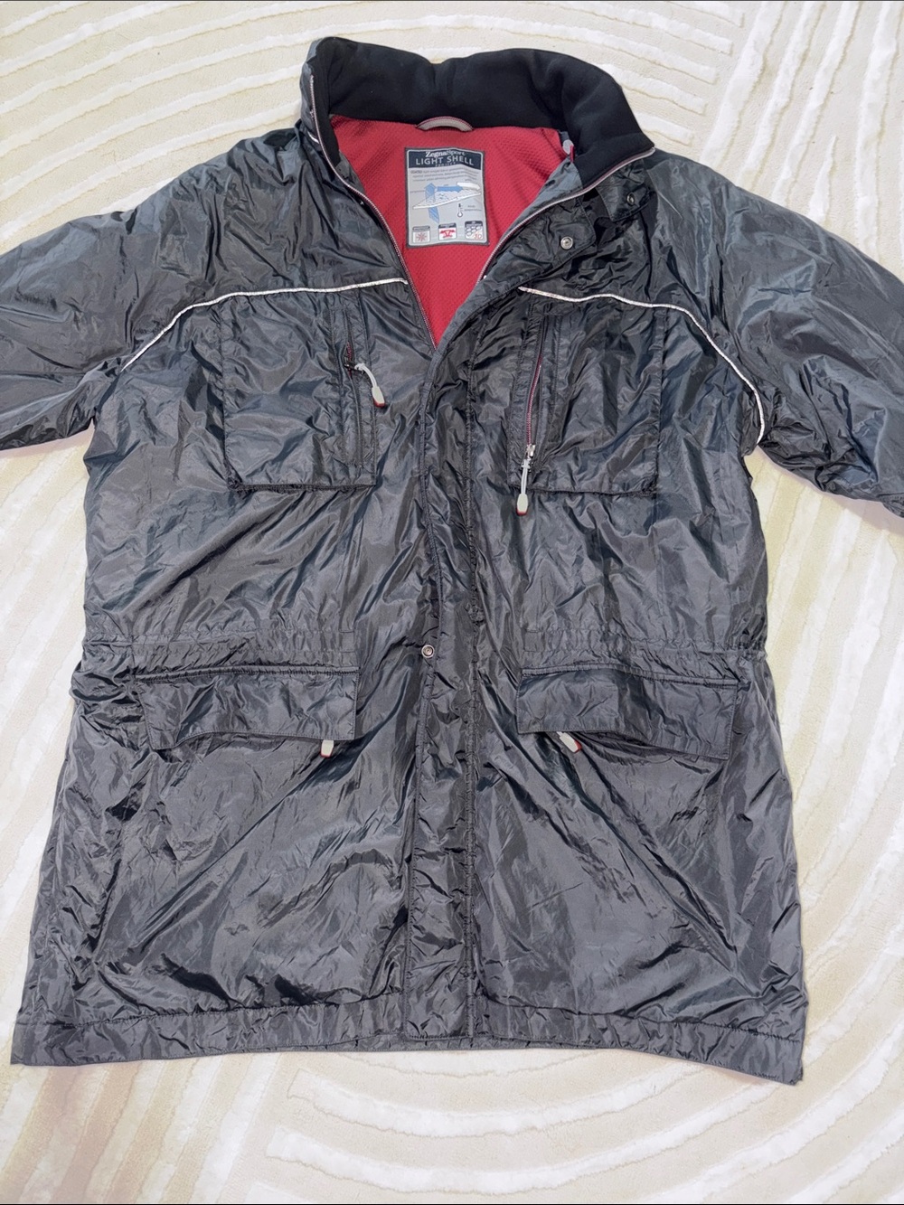 Ermenegildo Zegna Sport Navy Blue Raincoat with Hood in collar